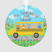 先生は名前をカスタムする|かわいいバス動物感謝していしています オーナメント (裏面)