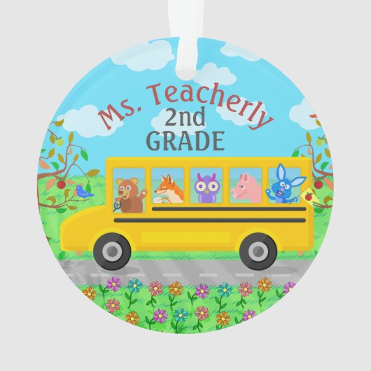 先生は名前をカスタムする|かわいいバス動物感謝していしています オーナメント (裏面)