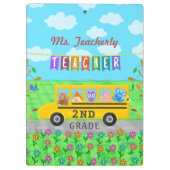 先生は名前をカスタムする|かわいいバス動物感謝していしています クリップボード (裏面)