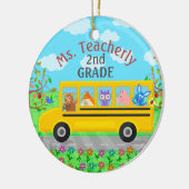 先生は名前をカスタムする|かわいいバス動物感謝していしています セラミックオーナメント (左)