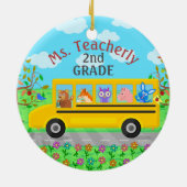 先生は名前をカスタムする|かわいいバス動物感謝していしています セラミックオーナメント (裏面)