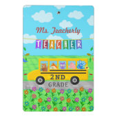 先生は名前をカスタムする|かわいいバス動物感謝していしています ミニクリップボード (裏面)