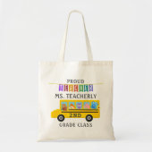 先生は名前をカスタムする|かわいい動物バス感謝していしています トートバッグ (正面)