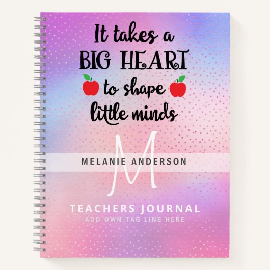 先生は小さな心を形成するために大きなハートを取る ノートブック (正面)