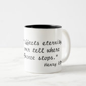 "先生は永遠に影響を与えます; 彼は…決してwを言ってもいくないです ツートーンマグカップ (正面右)