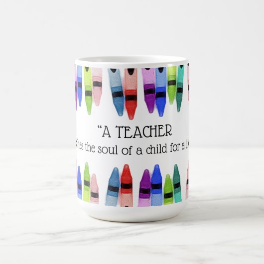 先生は生涯クレヨンのために魂の子供を養う コーヒーマグカップ (中央)