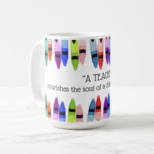 先生は生涯クレヨンのために魂の子供を養う コーヒーマグカップ (正面左)