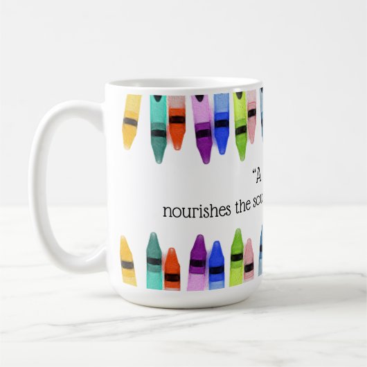 先生は生涯クレヨンのために魂の子供を養う コーヒーマグカップ (左)