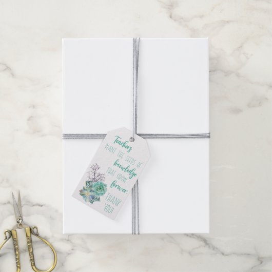 先生は知識の種子を多肉植物 ギフトタグ (より糸付き)