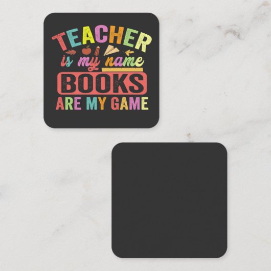 先生は私の名前の本は私のゲームおもしろい100日 スクエア名刺 (正面/裏面)