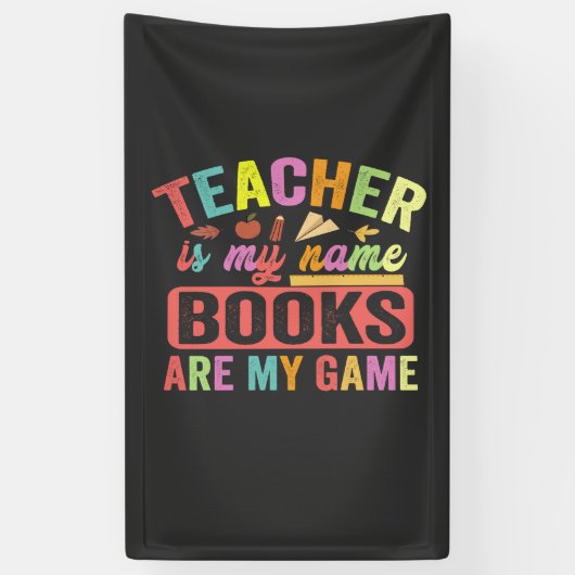 先生は私の名前の本は私のゲームおもしろい100日 横断幕 (縦)