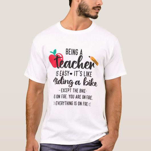 先生は簡単だバイクフーに乗っているような Tシャツ (正面)