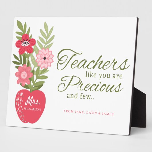 先生は赤い大切リンゴが少ない フォトプラーク (側面)