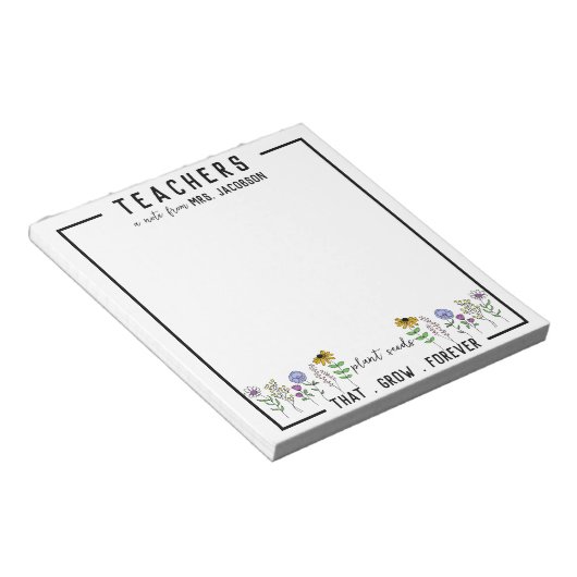 先生は、永遠に野生の花を育てる種子を植える ノートパッド (アングル)