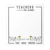 先生は、永遠に野生の花を育てる種子を植える ノートパッド (正面)