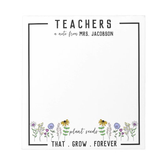 先生は、永遠に野生の花を育てる種子を植える ノートパッド (正面)