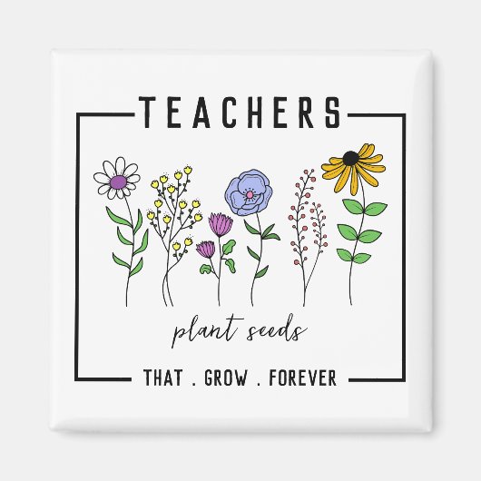 先生は、永遠に野生の花を育てる種子を植える マグネット (正面)