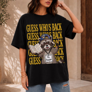 先生へのギフト 面白いアライグマのバックトゥスクール Tシャツ
