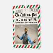 先生へのクリスマスギフト新聞 メタルオーナメント (正面左)