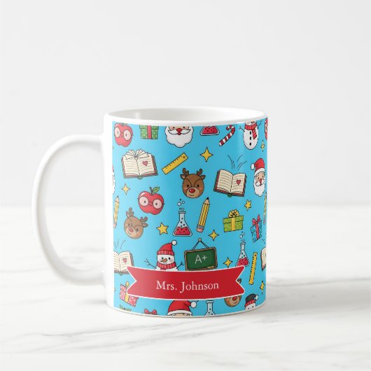 先生へのクリスマスプレゼント 名入れ コーヒーマグカップ (左)