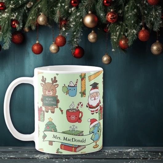 先生へのクリスマスプレゼント 名入れ コーヒーマグカップ