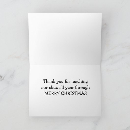 **先生へのクリスマス** カード (内部)