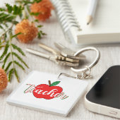 先生へのプレゼントに赤いリンゴ - 感謝の気持ちを込めて キーホルダー (正面右)
