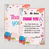 先生への子供からの感謝カード サンキューカード (正面/裏面)