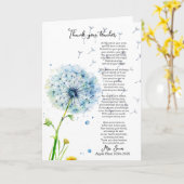 先生への感謝の詩（たんぽぽ）退職祝い カード (黄色い花)