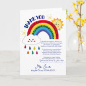 先生への感謝の詩 レインボー クラウド カード (黄色い花)