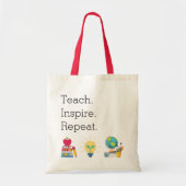 先生への感謝 Teach Inspire Repeat カスタム トートバッグ (正面)