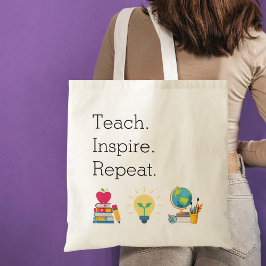 先生への感謝 Teach Inspire Repeat カスタム トートバッグ