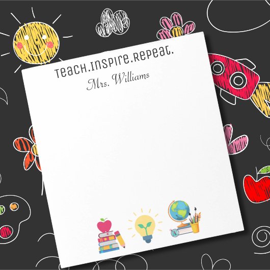 先生への感謝 Teach Inspire Repeat カスタム ノートパッド