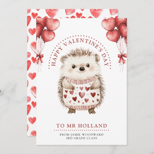 先生へ ハッピーバレンタイン! シーズンカード (正面/裏面)