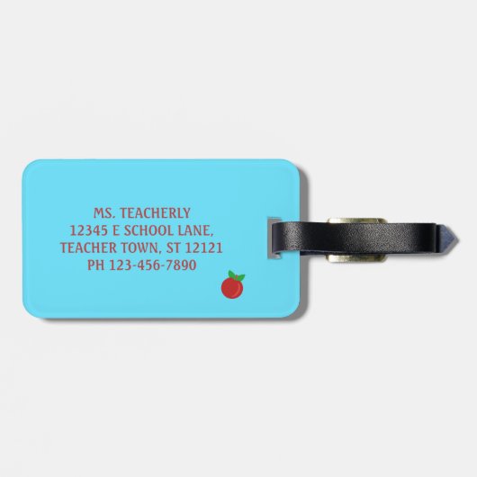 先生またはバス運転手かわいい動物|の名前をカスタムする ラゲッジタグ (裏面横)