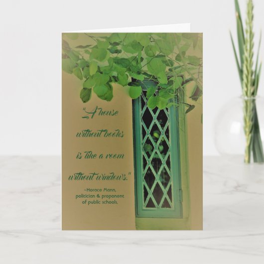 先生または図書館員のウィンドウの退職カード サンキューカード (正面)