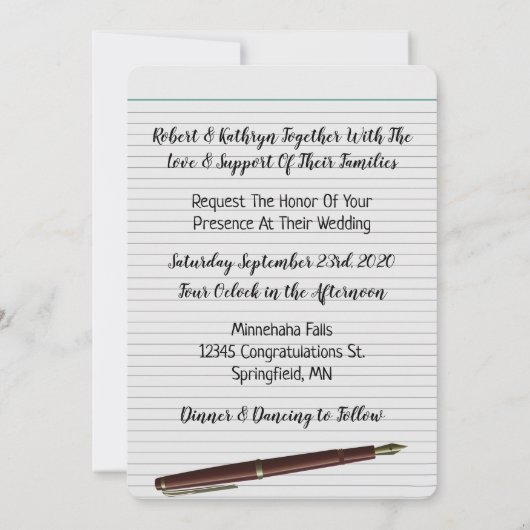 先生または大学生結婚式招待状 招待状 (裏面)