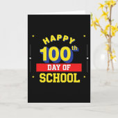 先生または生徒のための楽しい100日目の学校 _ カード (黄色い花)