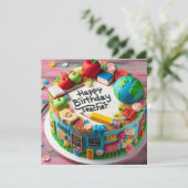 先生をテーマにしたお誕生日ケーキ カード (スタンド正面)