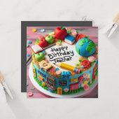 先生をテーマにしたお誕生日ケーキ カード (正面/裏面インサイチュ)