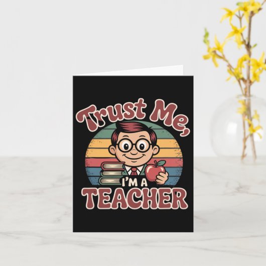 先生を信じて - 面白い先生の漫画デザインです カード (黄色い花)