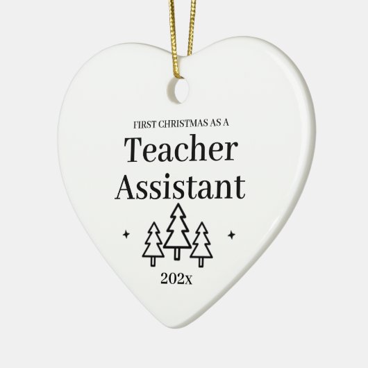 先生アシスタントの初めてのクリスマス新しいジョブ セラミックオーナメント (左)