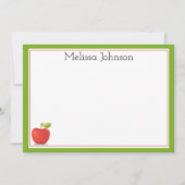 先生アップルかわいいおもしろいスクールパーソナライズされた ノートカード (正面)
