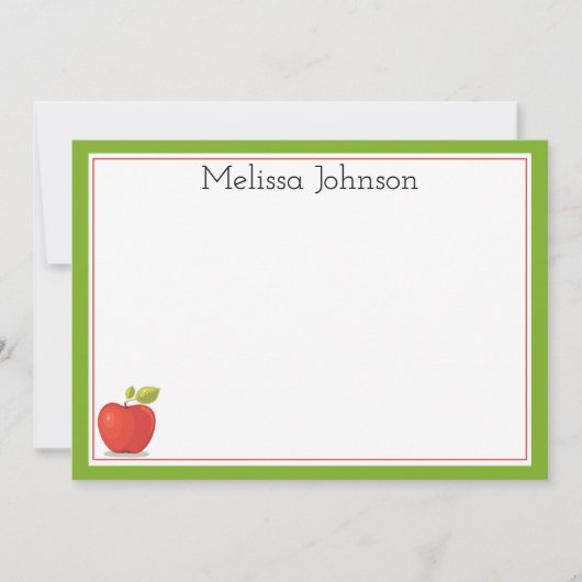 先生アップルかわいいおもしろいスクールパーソナライズされた ノートカード (正面)