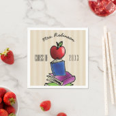 先生アップルとブックスタック スタンダードカクテルナプキン (インサイチュ)