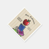 先生アップルとブックスタック スタンダードカクテルナプキン (角)