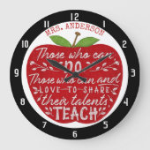 先生アップルの人々が次の能力を発揮す教える |名前をカスタムする ラージ壁時計 (正面)