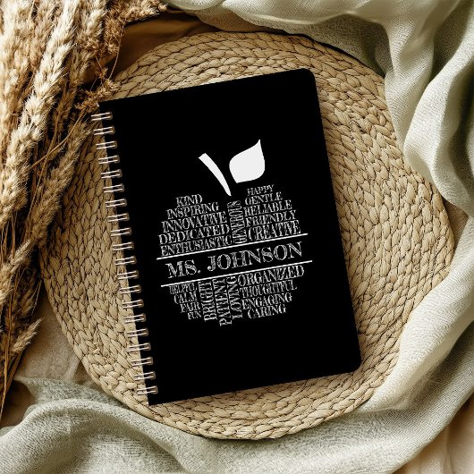 先生アップルタイポグラフィ白黒 ノートブック