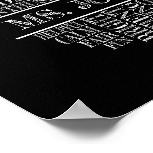 先生アップルタイポグラフィ白黒 ポスター (角)