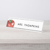 先生アップルハートレッドウォーター色 デスクネームプレート (正面)